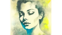 European ink print Felt needle Bromoil print woman pastel Flux Schnell