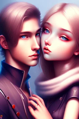 girl and boy, cute, beautiful, close up