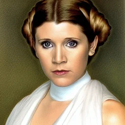 [[extrem stunning photorealistic Carrie Fisher as Princess Leia]] :: [[photorealistic hazel iris, short hair, head and shoulders portrait, 8k resolution photorealistic portrait by Alphonse Mucha, dynamic lighting, hyperdetailed, intricately detailed, triadic colors]]