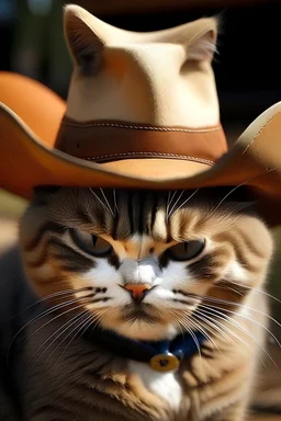 crying cat with cowboy hat