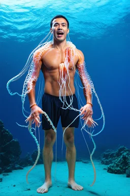 a man with jellyfish tentacles instead of legs