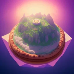 100mm photo of isometric floating island in the sky, surreal pizza with pizza, intricate, high detail, behance, microworlds smooth, macro sharp focus, centered