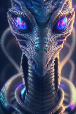 Vampire snake humanoid alien fused ,extremely detailed,crystal clear, mystical colors ,perfectly centered image, perfect composition, rim light, beautiful lighting, 8k, stunning scene, raytracing