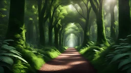 Create beautiful Intricate lush real randomness natural Forest Alley one point perspective symmetry photorealistic shot, hyper-detailed FHD resolution, perfection, Depth of Field, Detailed close-ups to capture intricate complexity, Aim for 8K.