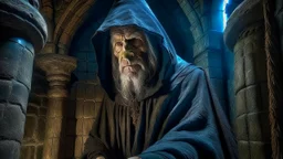 The hooded sorcerer in the castle tower