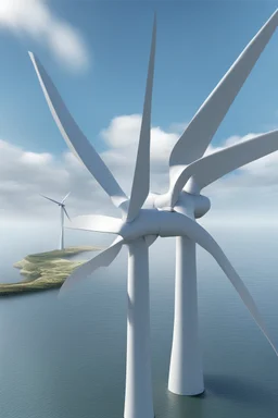 Three-bladed offshore wind turbine in the style of the matrix