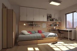 A youthful room with a PC and a bed 190 cm, 90 cm wide, and RGP side lighting model 2024