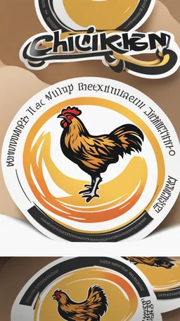 Generate a circular realistic sticker design with the text 'Chicken' in the center. Ensure the background is clean and minimalist, providing a polished and professional appearance. The focus should be on the clarity of the text and the simplicity of the overall design, making it suitable for various applications.