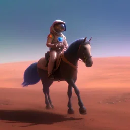 Riding horse astronaut mars