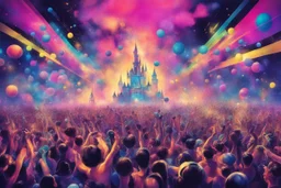 nostalgic Blast from the Past rave party cheerfull disney abstract