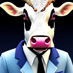 A cow wearing a pantsuit