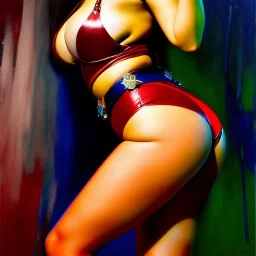 Drawing of beautiful face,'beautiful booty ,Busty Harley Quinn',intense stare, ancient skintight armor, balanciaga fashion clothe painting by gaston bussiere, greg rutkowski, yoji shinkawa, yoshitaka amano, tsutomu nihei, donato giancola, tim hildebrandt, Oil on canvas, cinematic composition, extreme detail,fit full head inside picture,16k