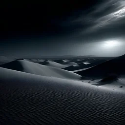 black and white, dark blue, dystopian desert, surreal, death