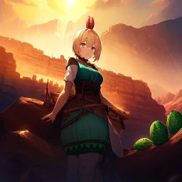 anime real life like cactus in the desert in arizona, grand canyon,anime