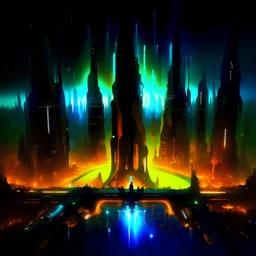 Cities growing out of a laboratory test tube, highly detailed, futuristic, sci-fi, digital art, dynamic lighting, urban landscape, concept art, masterpiece by Sparth and Syd Mead, 4k resolution, intricate details, advanced technology, industrial elements