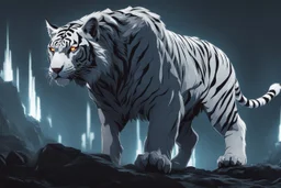 grendel in 8k solo leveling shadow artstyle, white tiger them, neon effect, full body, apocalypse, cover eyes, intricate details, highly detailed, high details, detailed portrait, masterpiece,ultra detailed, ultra quality