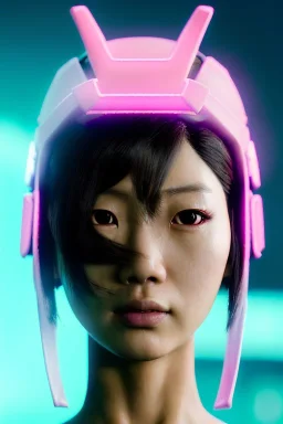 portrait, Asian cyborg woman, samurai warrior :: symmetry photography, cyberpunk style, cyborg eyes, pink hair :: wires connect, perfect eyes, samurai helmet, tiger mask, black samurai army, katana, ghost in the shell, pink, white, black, glow eyes, cinematic, Ultra realistic, dark scene, soft color, highly detailed, unreal engine 5, RTX, ultra detail, 3d, finely drawn, high definition.