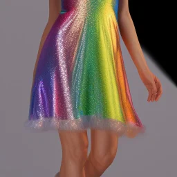 Glittery rainbow dress, full view