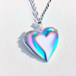 iridescent metallic heart neckless