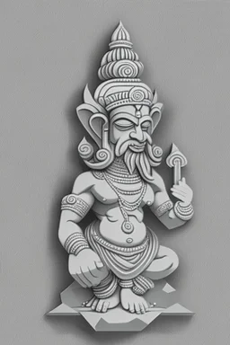 Hindu god Brahma，cute,sticker,Adobe Illustrator,grayscale,3D vector art,hand drawn, digital ,low-poly, retro aesthetic,Greek god with medium aesthetic theme, illustration, highly detailed, simple, smooth, clean vector, no jagged lines, smooth,