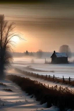 Rural morning in winter