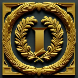 letter M , laurel wreath, roman style