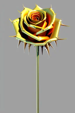 A large metal rose spear weapon covered in thorns