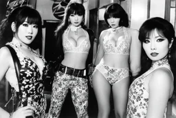 revival for the celebration of the 90s Japanese Group The T-Backs.「セクシー軍団の総攻撃開始だ!! the three women are back for the photo by Russ Meyer one in cotton, one in lace, one in leather one blonde, one brunette, one redhead one in sandals, one in boots, one with no shoes they are so different, having fun in the hotel room