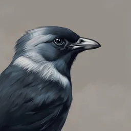 portrait of a jay. simple drawing style , black and white