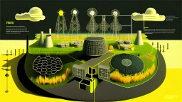 "The image illustrates the concept of nuclear energy and its environmental impact. It portrays a modern nuclear reactor alongside arrangements of solar panels, symbolizing the use of multiple sources for safe and sustainable energy generation. The image strikes a balance between technology and the environment, reflecting the complex content of the article and the influence of energy on the natural world."