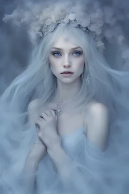 -fantasy style- imagine a fairy Her skin glowed pale blue and a man from the meddle ages and gnomes walking to a cave entrance