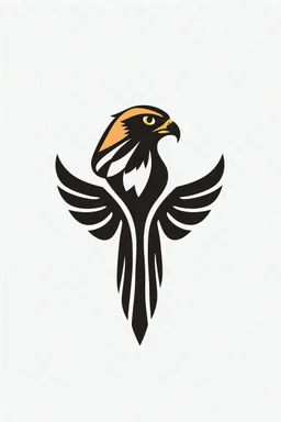 Create a logo for a company using the letters 'R' and 'H', where the two letters are creatively merged to form the shape of a falcon. The design should seamlessly integrate the letters in a way that clearly represents a falcon, while maintaining a sleek and professional appearance for the logo