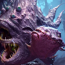 fluid ink angler fish creature, unreal engine 5, 8k resolution, photorealistic, ultra detailed