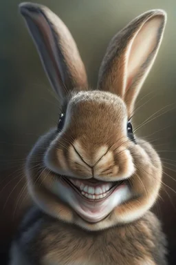 photorealistic bunny smile