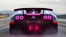 modern bugatti veyron Extreme Veyron 2025 Full Build with Spoiler, purple and white taillights, final boss in racing game, Futuristic taillights installed, rear view