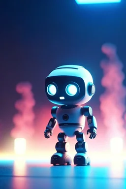 cute chat robot waiting on high class web background, high speed, motion blur, smoke, 4k, downlight, soft light, depth of field, photorealism, trending on art station