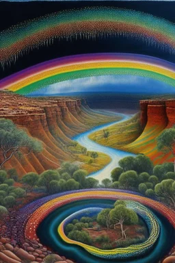 Dreaming Dreamtime Everywhen world-dawn ancestral past ancestral present unfixed in time abiding events serpent rainbow flat earth heavy rainstorms hills gorges creeks rivers kimberley