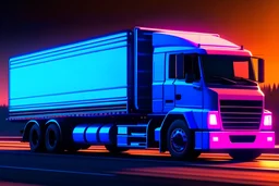 a synthwave retro neon truck