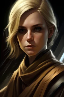 Sci fi Blonde female jedi woman portrait