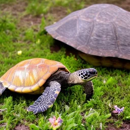 turtle and flower and mountain