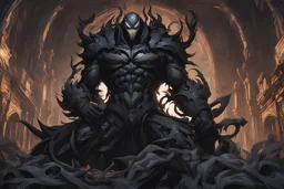 venom machine in solo leveling shadow artstyle, viking them, full body, apocalypse, intricate details, highly detailed, high details, detailed portrait, masterpiece,ultra detailed,best quality