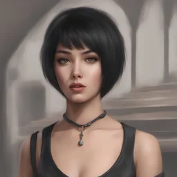 Adult Female Human, Short Cut Black Hair, Hunchback, Peg Legged, HD