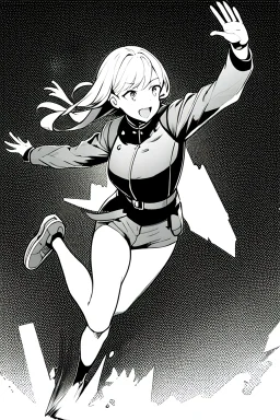 military running girl, greyscale