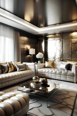 luxury interior with blokes golds and silver colors