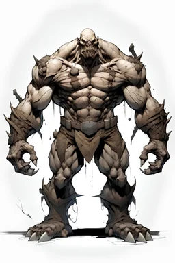 mutant giant brute, four arms, full body, post-apocalyptic, concept art, blank background