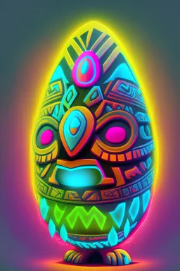 Cartoon egg pfp character aztec shamon neon
