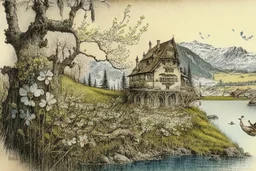 Spring in Switzerland elegant extremely detailed fantasy intricate 8k very attractive beautiful high definition crisp quality colourful Jean-Baptiste Monge bernard buffet