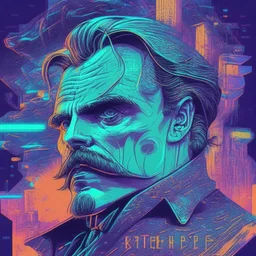 Futuristic, cyberpunk, Friedrich Nietzsche,Comic style