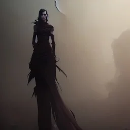 dark elegant dress shadow woman, powerful, creepy, matter, majestic, flow, illustration, concept art, by Greg Rutkowski, Sung Choi, Mitchell Mohrhauser, Maciej Kuciara, Johnson Ting