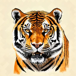 Draw a tiger in 19th-century style
